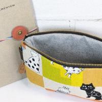 【Atelier Ku】浅型ファスナーポーチ(ネコ)