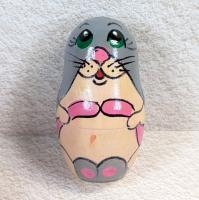 【ロシア】動物モチーフ耳つきマトリョーシカ・5個型(ネコ/オレンジ)