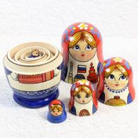 【ロシア】国旗色女の子マトリョーシカ・5個型①