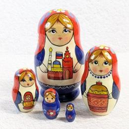 【ロシア】国旗色女の子マトリョーシカ・5個型②