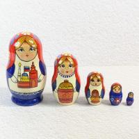 【ロシア】国旗色女の子マトリョーシカ・5個型②