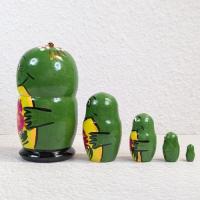 【ロシア】マトリョーシカ・5個型(カエル/赤花)