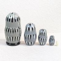 【ロシア】動物モチーフマトリョーシカ・5個型(フクロウ/グレー)