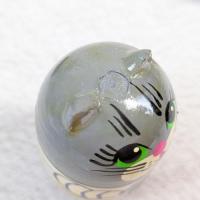 【ロシア】動物モチーフ耳つきマトリョーシカ・3個型(ネコ/ボーダー)