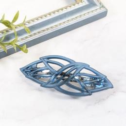 【FRANCE】リーフ透かしバレッタ(ネイビー)