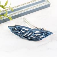 【FRANCE】リーフ透かしバレッタ(ネイビー)