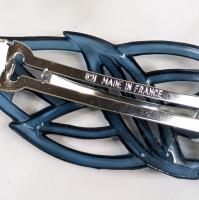 【FRANCE】リーフ透かしバレッタ(ネイビー)