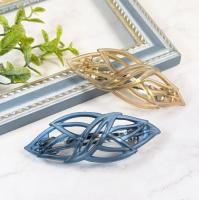 【FRANCE】リーフ透かしバレッタ(ネイビー)