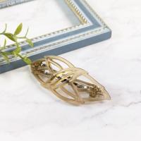 【FRANCE】リーフ透かしバレッタ(ブラウン)