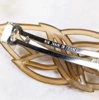 【FRANCE】リーフ透かしバレッタ(ブラウン)