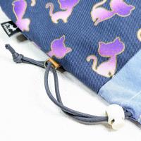 【Atelier Ku】さん / ストッパー付き巾着 (紫ネコ)