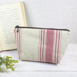 【aiko】さん / ポケット付きファスナーポーチ(ストライプ赤)