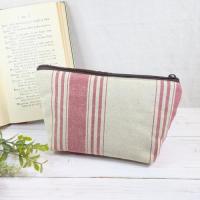 【aiko】さん / ポケット付きファスナーポーチ(ストライプ赤)