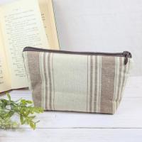 【aiko】さん / ポケット付きファスナーポーチ(ストライプ茶)