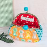 【Angela】さん / あめ玉がま口ポーチ(ネコ・オレンジ)