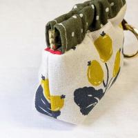 【Angela】さん / カラビナ付きミニバネ口ポーチ (フラワー)