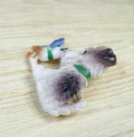 【チェコ】ヴィンテージ・プラ製ブローチ(小鳥と犬)