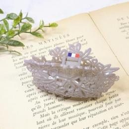 【FRANCE】フローラルバンスクリップ(グレー)