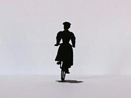 シルエットオブジェ 自転車婦人