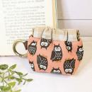 【Angela】さん / カラビナ付きミニバネ口ポーチ (フクロウ・ピンク)