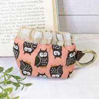 【Angela】さん / カラビナ付きミニバネ口ポーチ (フクロウ・ピンク)