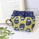 【Angela】さん / カラビナ付きミニバネ口ポーチ (フクロウ・グリーン)