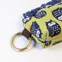【Angela】さん / カラビナ付きミニバネ口ポーチ (フクロウ・グリーン)
