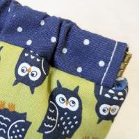 【Angela】さん / カラビナ付きミニバネ口ポーチ (フクロウ・グリーン)