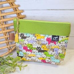 【Atelier Ku】さん / 16cmファスナーポーチ (ねこ・カラフル)