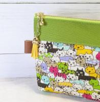 【Atelier Ku】さん / 16cmファスナーポーチ (ねこ・カラフル)