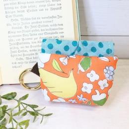 【Angela】さん / カラビナ付きミニバネ口ポーチ (バード・オレンジ)