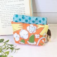 【Angela】さん / カラビナ付きミニバネ口ポーチ (バード・オレンジ)