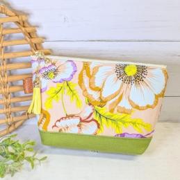 【Atelier Ku】さん / 18cmファスナーポーチ (フラワー・ベージュ)