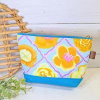 【Atelier Ku】さん / 18cmファスナーポーチ (フラワー・ライトブルー)