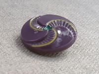 【チャルカ】チェコのアンティークガラスボタン(紫イエロー)