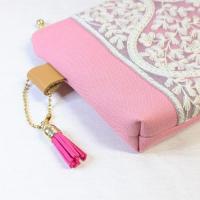 【Atelier Ku】さん / インド刺繍リボンファスナーポーチ (ピンク)