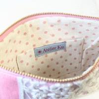 【Atelier Ku】さん / インド刺繍リボンファスナーポーチ (ピンク)