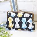 【Angela】さん / カードサイズミニがま口ポーチ (ねこ/ブラック)