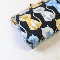 【Angela】さん / カードサイズミニがま口ポーチ (ねこ/ブラック)