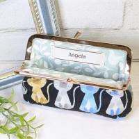 【Angela】さん / カードサイズミニがま口ポーチ (ねこ/ブラック)