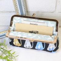 【Angela】さん / カードサイズミニがま口ポーチ (ねこ/ブラック)