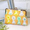 【Angela】さん / カードサイズミニがま口ポーチ (ねこ/オレンジ)