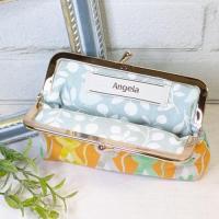 【Angela】さん / カードサイズミニがま口ポーチ (ねこ/オレンジ)