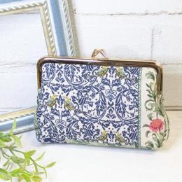 【Angela】さん / カードサイズミニがま口ポーチ (パッチワーク/ネイビー)