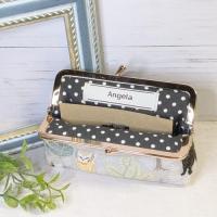 【Angela】さん / カードサイズミニがま口ポーチ (ねこと森)