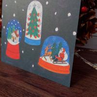 マツモトヨーコさんクリスマスイラストポストカード(スノードーム)